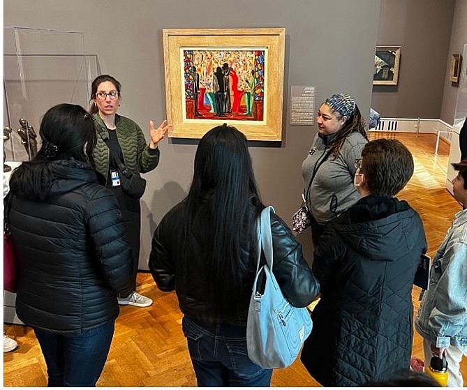 Dr. Sonya Johnson's CRIS 325 Movements Within the African Diaspora with Art Institute tour guide.