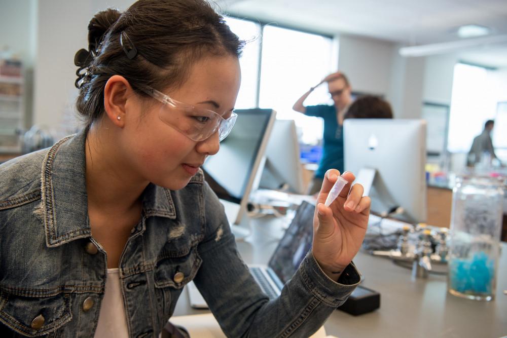 Student doing research in the lab.